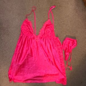Victoria’s Secret silky hot pink lace lingerie